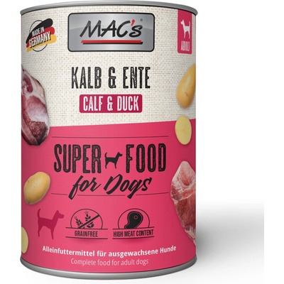 Mac´s Adult Superfood teľacie a kačacie 6 x 400 g