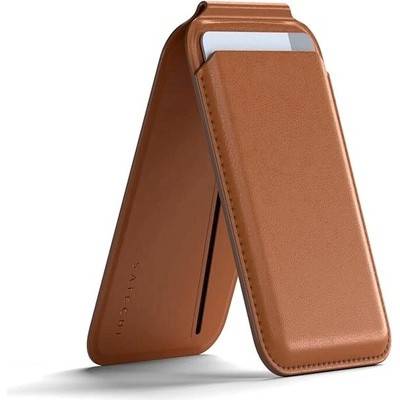 Satechi Vegan-Leather Magnetic Wallet Stand hnedé