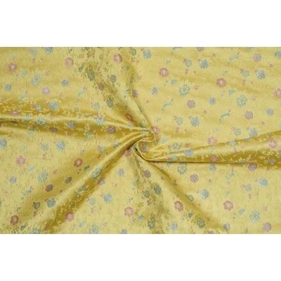 Brokát květinový, růžovo-zlatý