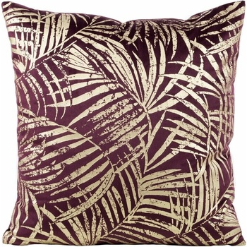 Takoy z mäkkého zamatu so zlatistou potlačou botanických listov-HF-391004 45 x 45 cm