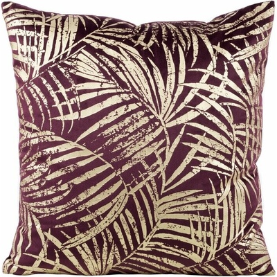 Takoy z mäkkého zamatu so zlatistou potlačou botanických listov-HF-391004 45 x 45 cm
