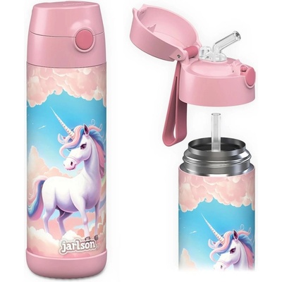 Jarlson Charli Detská termo fľaša z nerezovej ocele so slamkou corn 500 ml