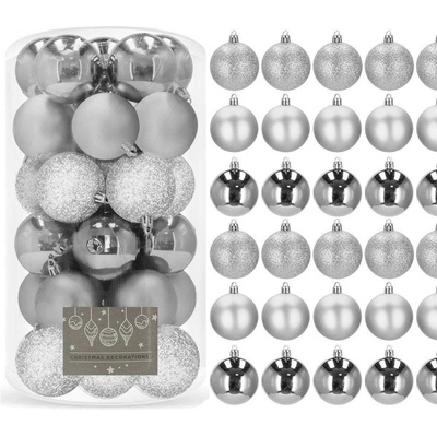 SPRINGOS Балончета за коледна елха 6 см 30 бр. - сребърни (CA0007)