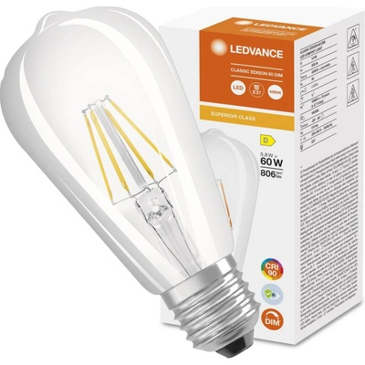 Ledvance LED Edison E27 ST64 5,8W 60W 806lm 4000K Neutrálne 300° CRI90 Stmievateľné vlákno Superior