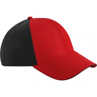 Beechfield B 165 6 panelová COT53016587699-red/black Červená/černá