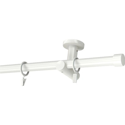 KovovégarnýžeCZ Stropní garnýž Rullo modern 19 mm bílá lesklá Dvouřadá 160 cm Bez kroužků