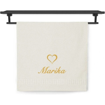 Povlečení Plus osuška se jménem ratanika vanilka 70 x 140 cm srdce