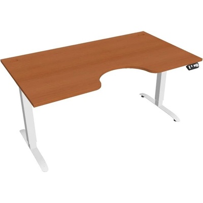 Hobis Office Pro psací stůl Motion MS ERGO 2 Šířka: 160 cm, Barva desky: třešeň, Barva kovu: bílá RAL 9016 Šířka 120-180 cm / 27 barevných variant