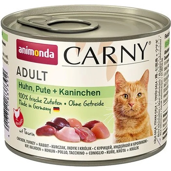 Animonda - Carny Chicken Turkey Rabbit - Консерва за котки с пиле, пуешки сърца и заешко, 4 броя х 200 гр