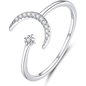 DELIS Регулируем сребърен пръстен, jw512, дизайн на полумесец, с родиево покритие (jw512)