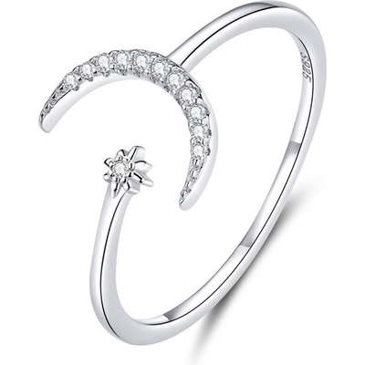 DELIS Регулируем сребърен пръстен, jw512, дизайн на полумесец, с родиево покритие (jw512)