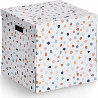 Zeller Kartonová krabice s víkem DOTS 33,5 x 33 x 32 cm