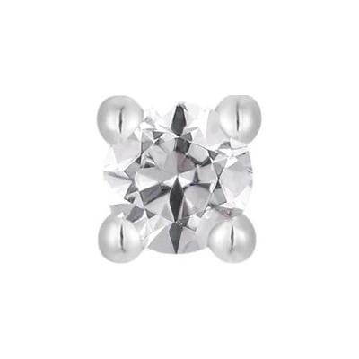 Buddha jewelry Buddha jewelry Bezzávitová koncovka piercingu ze 14 kt zlata 585/1000 s čirým zirkonem Bílé zlato