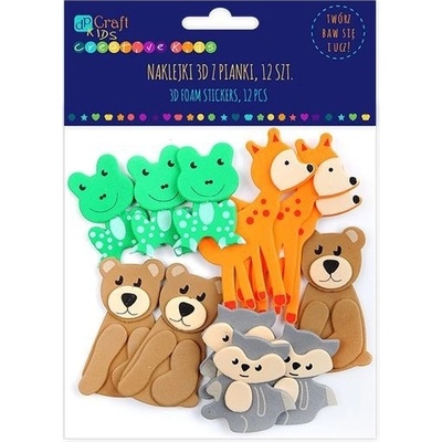dpCraft Pěnové 3D samolepky lesní zvířátka 12 ks KSPI 343