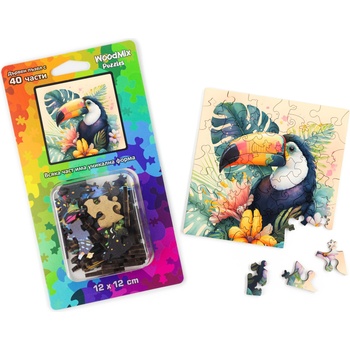 WoodMix Puzzles Дървен пъзел WoodMix, Животни, 40 части - Тукан (WM-P40-0028)
