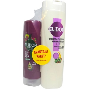  ELIDOR, Комплект шампоан 400мл Avocado & Castor Oil + балсам 200мл Kalin ve Gur Gorunen Saclar