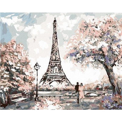 Zuty Malování Podle Čísel Romantická Eiffelova Věž 80 x 100 Cm Plátno