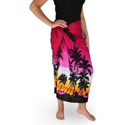 Thajsko Sarong Pareo BUN palmy ružová