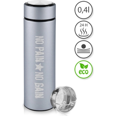 TFY No.93158-3GREY Termoska na kávu a čaj so sitkom 0,4 L