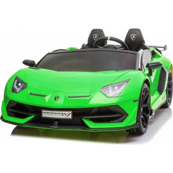 Beneo Elektrické autíčko Lamborghini Aventador 12V Dvoumístné 2,4 GHz dálkové ovládání USB / SD Vstup odpružení vertikální otvírací dveře měkké EVA kola 2X MOTOR ORIGINAL licence Zelená
