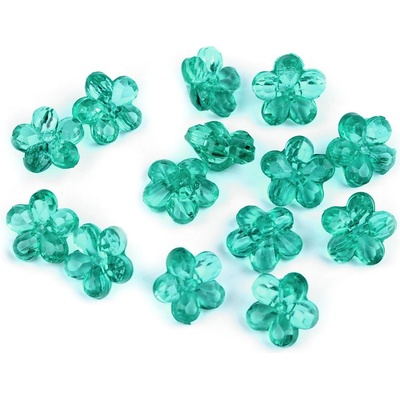 Prima-obchod Plastové knoflíky / korálky květ Ø12 mm, barva 4 zelený tyrkys