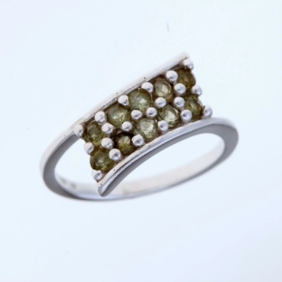 My Moldavite Stříbrný prsten s vltavíny 3004