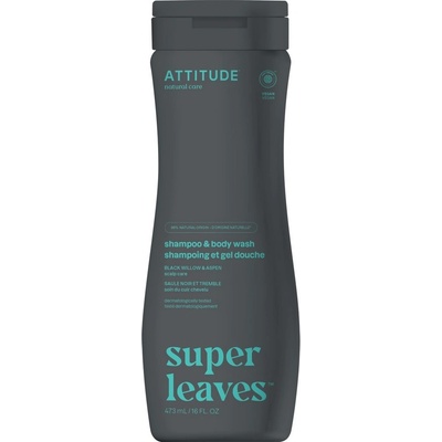 2 в 1 Шампоан и Гел за Душ за Мъже, Super Leaves, ATTITUDE