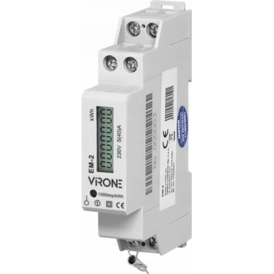 1-fázový indikátor spotřeby elektrické energie, 40A, pulzní výstup, 1 modul, DIN TH-35mm