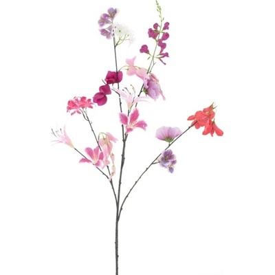 Větev mix květů umělá růžová 119cm