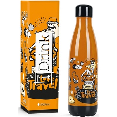 I Drink termoska travel doodle 500 ml oranžová