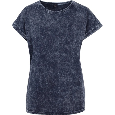 Build Your Brand Ležérne dámske tričko Acid Washed Indigo biela