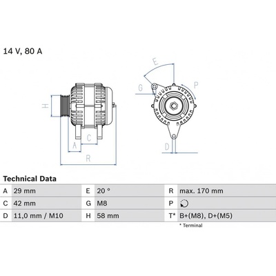 Alternátor BOSCH 0 986 081 000