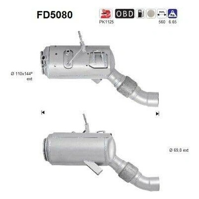 Filtr sazových částic, výfukový systém AS FD5080