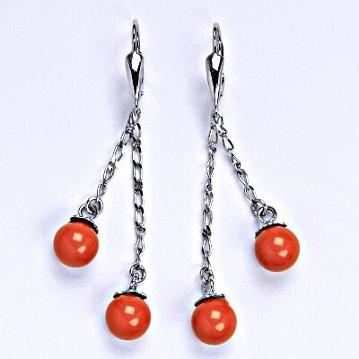 Čištín se Swarovski coral perlou perly na řetízku NK 1451/27