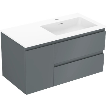 Mexen Orio баня шкаф 90 см с мивка Otis дясно, 2S, 1D, графит мат/бял мат - 91A13-09047-3-BBFFF66-W18P01 (91A13-09047-3-BBFFF66-W18P01)