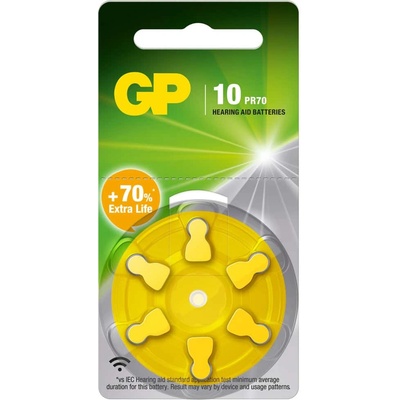 GP Batteries Батерии цинкови GP Hearing Aid ZA10, 1.4V, 6 бр. в опаковка, цена за 1 бр (GPBZZA10)