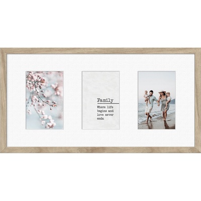 STYLER Рамка за 3 снимки Kyoto с бяло паспарту 23 x 46 см бежова (RA-15134)