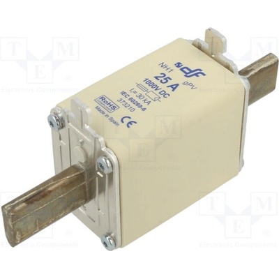 DF ELECTRIC 373210 Pojistka: tavná; 25A; 1kVDC; gPV; keramická; NH1