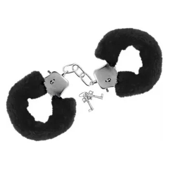 Sweet Caress Метални белезници с пух Sweet Caress черни