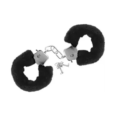 Sweet Caress Метални белезници с пух Sweet Caress черни