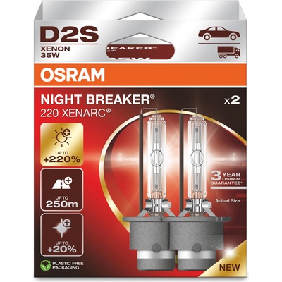 OSRAM D2S 35W XENARC® NIGHT BREAKER® LASER +220% 3 year guarantee* 2 pcs - 66240XN2-2HB
