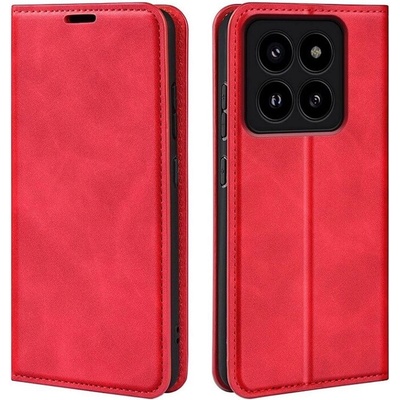 GKK Кожен Калъф с Джобове за Xiaomi 14 Pro, Wallet Book Case, Червен (5906601664573)