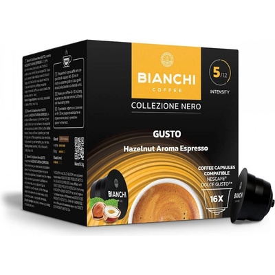 Bianchi Collezione Nero Gusto Hazelnut Aroma 16 бр. кафе капсули система Dolce Gusto