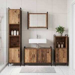 vidaXL Комплект шкафове за баня 2 бр. Старо дърво 65, 5 x 34 x 61 см (3444481)