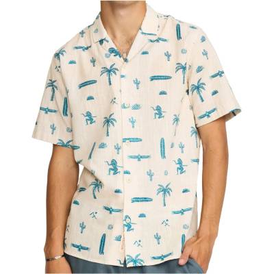 Revolution Мъжка риза с копчета Revolution Cuban Shirt Prints S/S Shirt - Offwhite II - размер M (033-3266-0212)