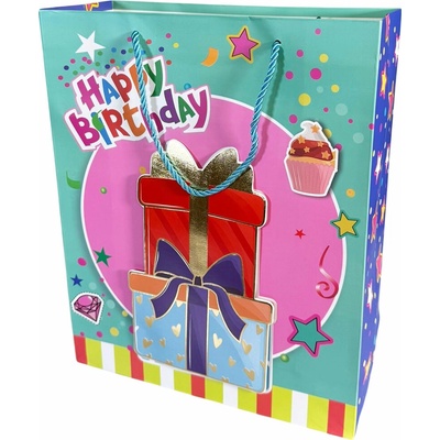 Dárková taška střední Happy Birthday se třpytkami Typ: 2