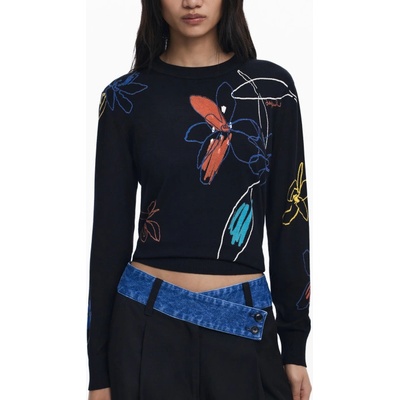 Desigual Дамски пуловер desigual, Размер xs, Цвят Черен (25wwjf33_ne2000)