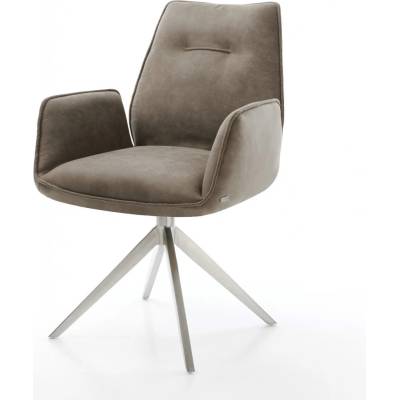 Delife Zoa-Flex mikrovlákno taupe vintage křížová podnož široká nerezová ocel taštičkové pružiny