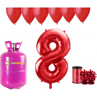 HeliumKing Helium párty set na 8. narozeniny s červenými balónky