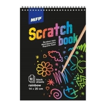 Škrabací obrázek blok 20x14cm 10l černý duha